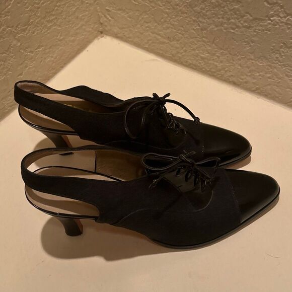 Salvatore Ferragamo 9.5 AAAA Slingback Mule Heels Black Patent Leather Witchy - Picture 12 of 12